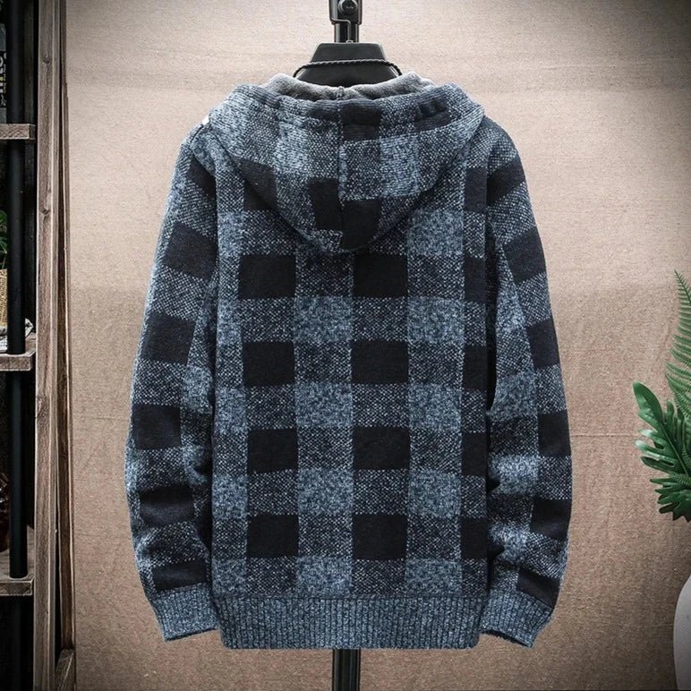 Blusa Masculina Xadrez com Zíper e Capuz