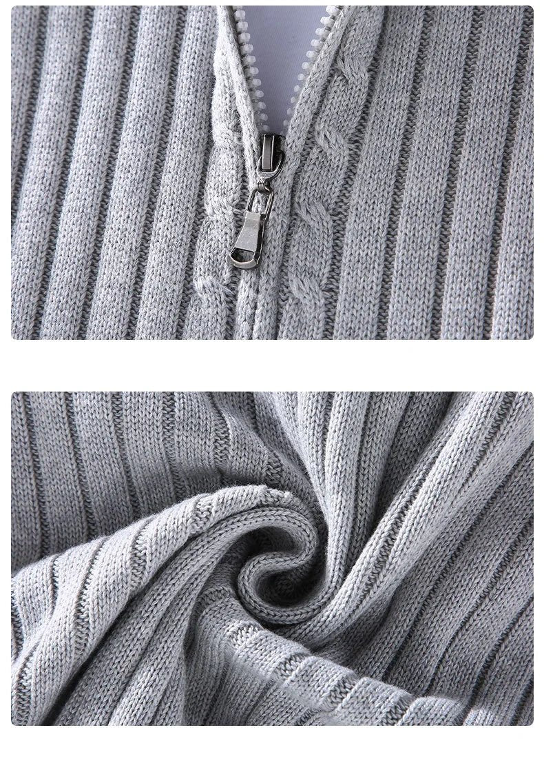 Cardigan Masculino com Zíper e Gola Alta - Outono/Inverno 2024