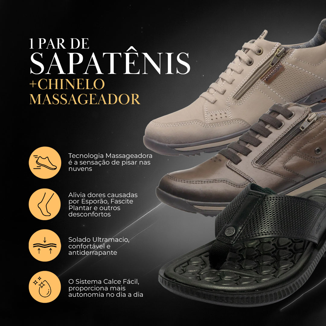 Kit Pegada Sapatênis Ortopédico + Chinelo Massageador [Envio Nacional]