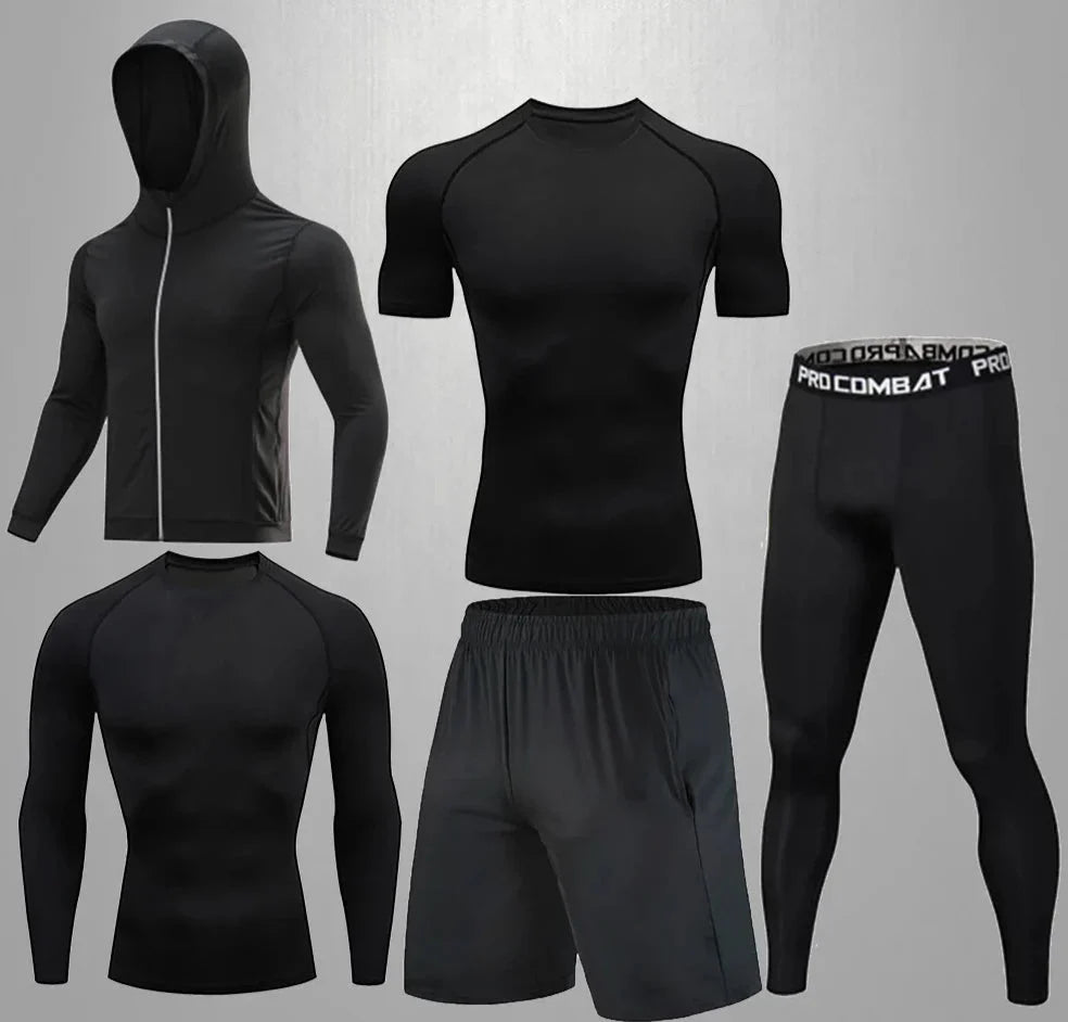 Conjunto Masculino Esportivo de Compressão - 5 Peças