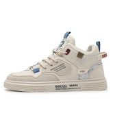 Tênis Masculino Casual Cano Alto em Couro Sintético